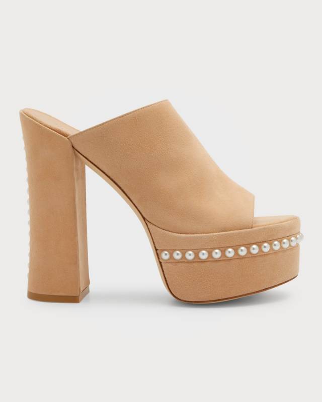 Skyhigh Suede Pearly Platform Sandals